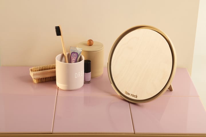 Espejo de mesa Mirror Mirror Ø21 cm, Beige Design Letters