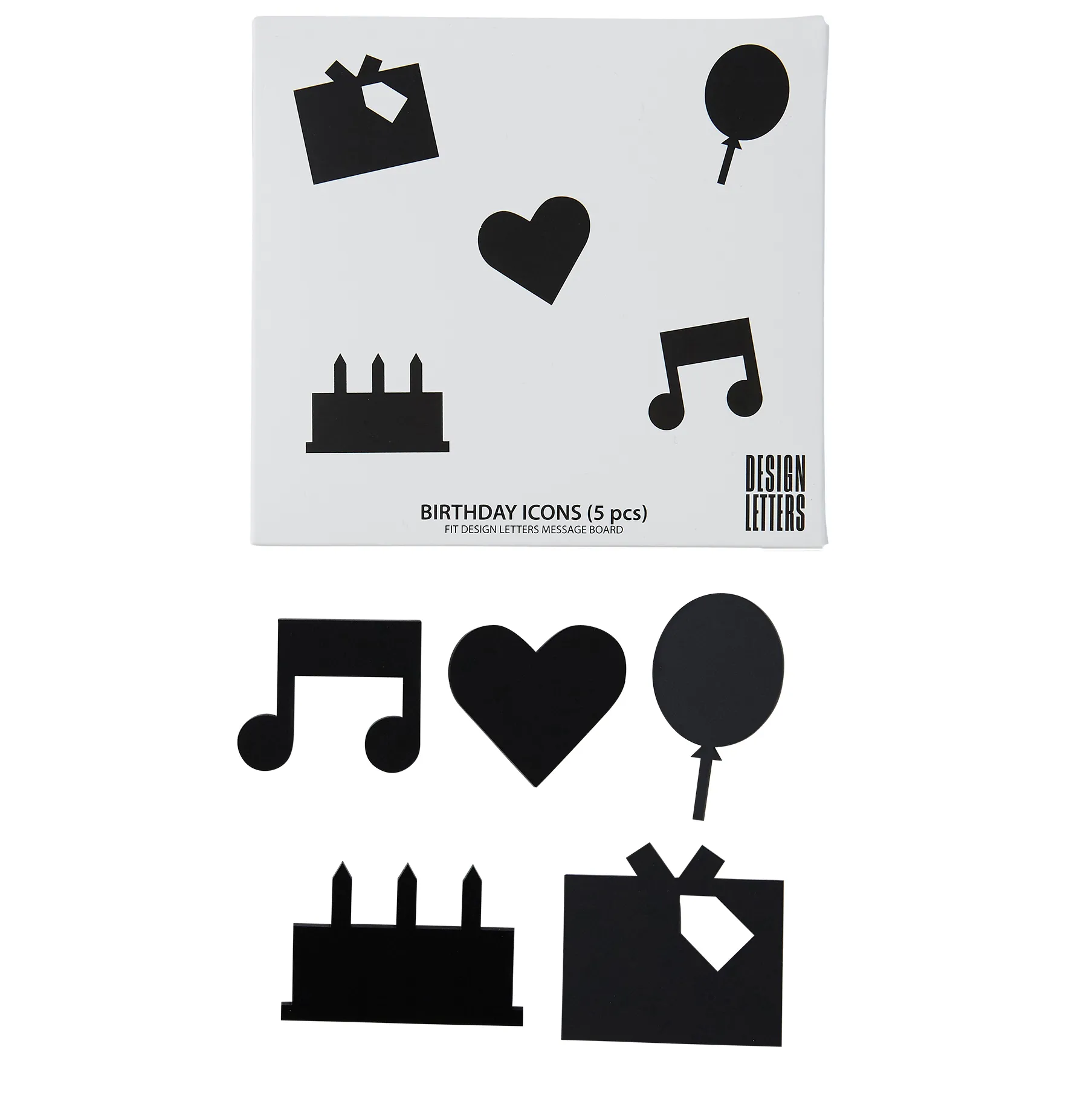 Iconos Happy Birthday Design Letters, negro Design Letters