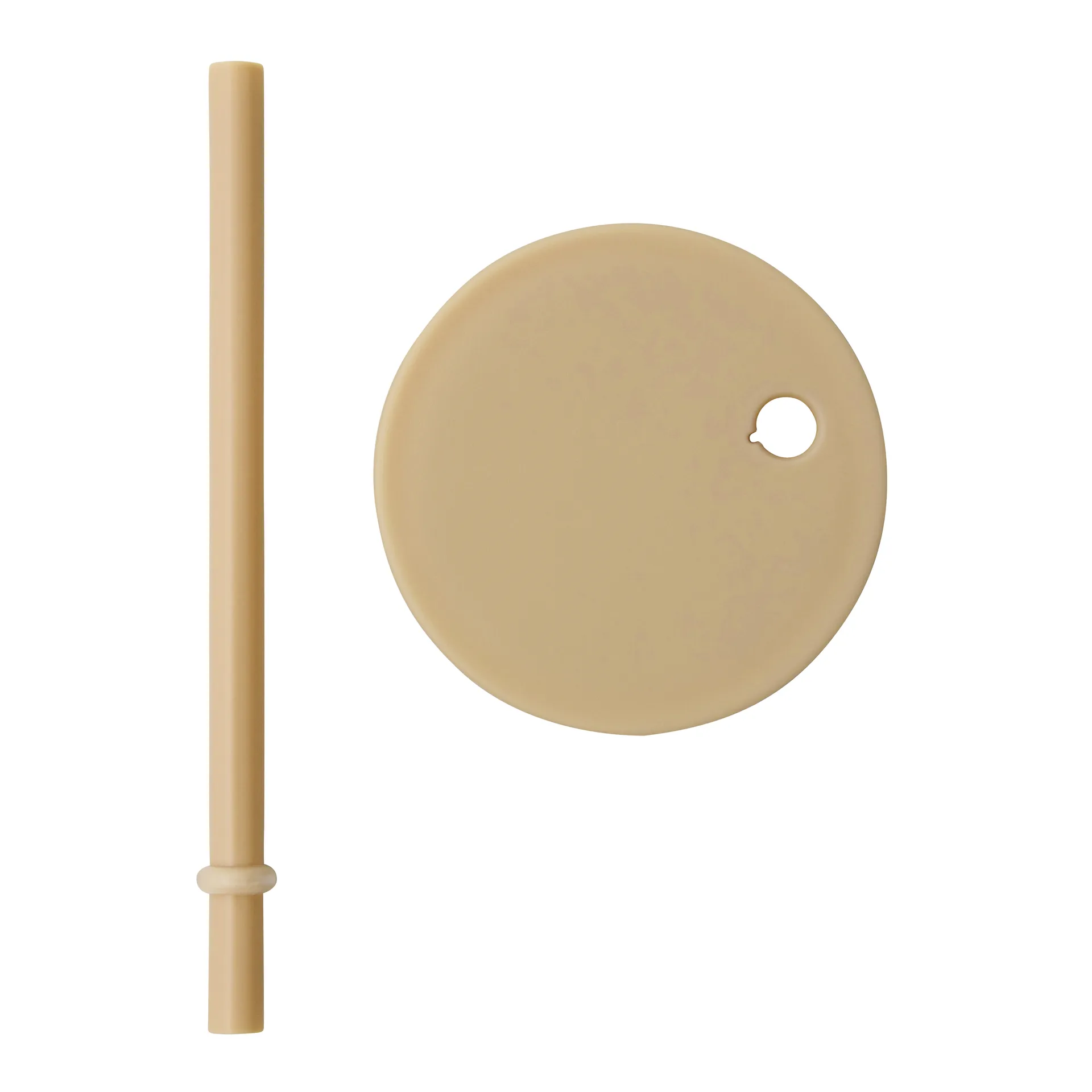 Pajita con tapa Design Letters, Beige Design Letters