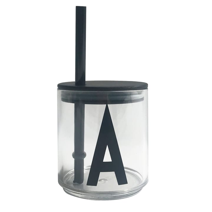 Pajita con tapa Design Letters, negro Design Letters