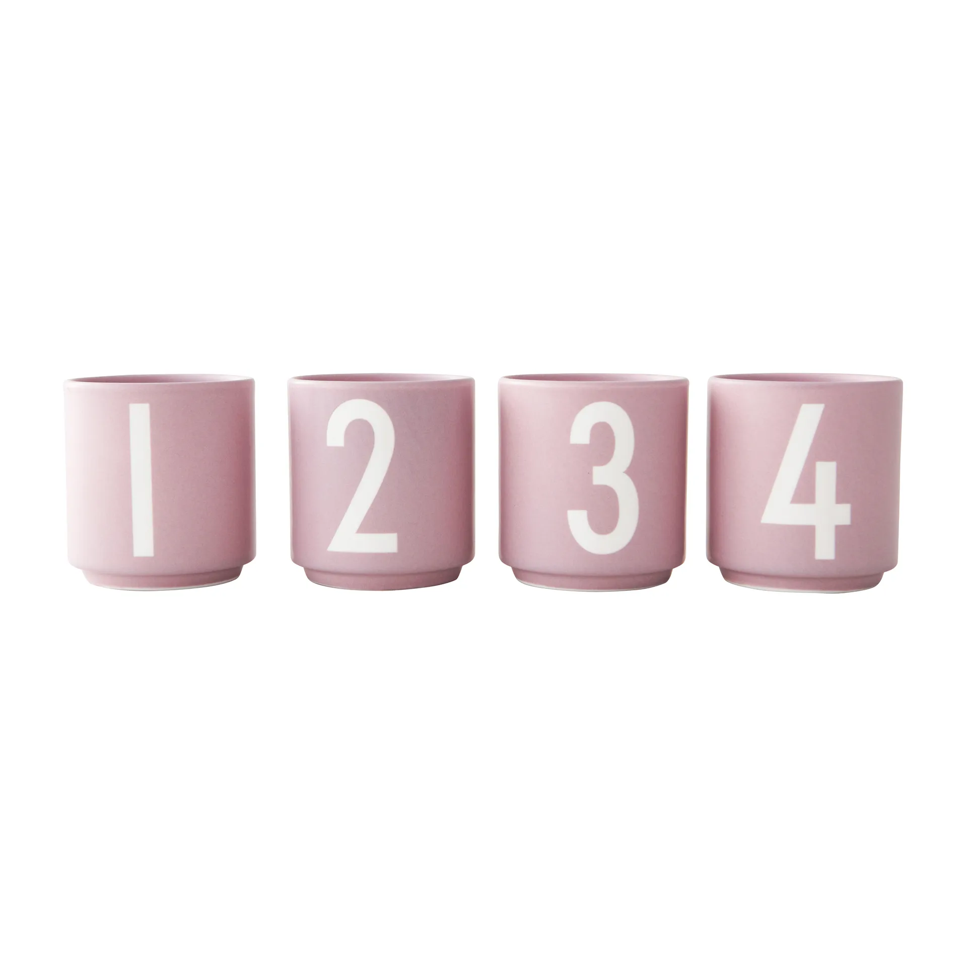 Set de 4 tazas Mini Cups, Lavender Design Letters
