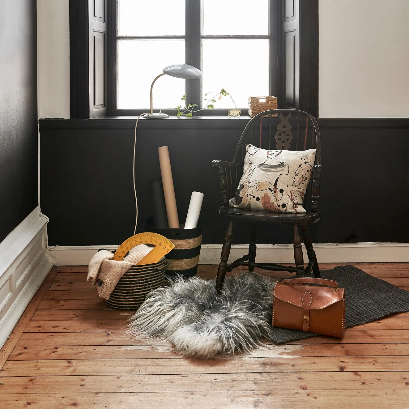 Alfombra de yute, gris oscuro, 60 x 90 cm Dixie