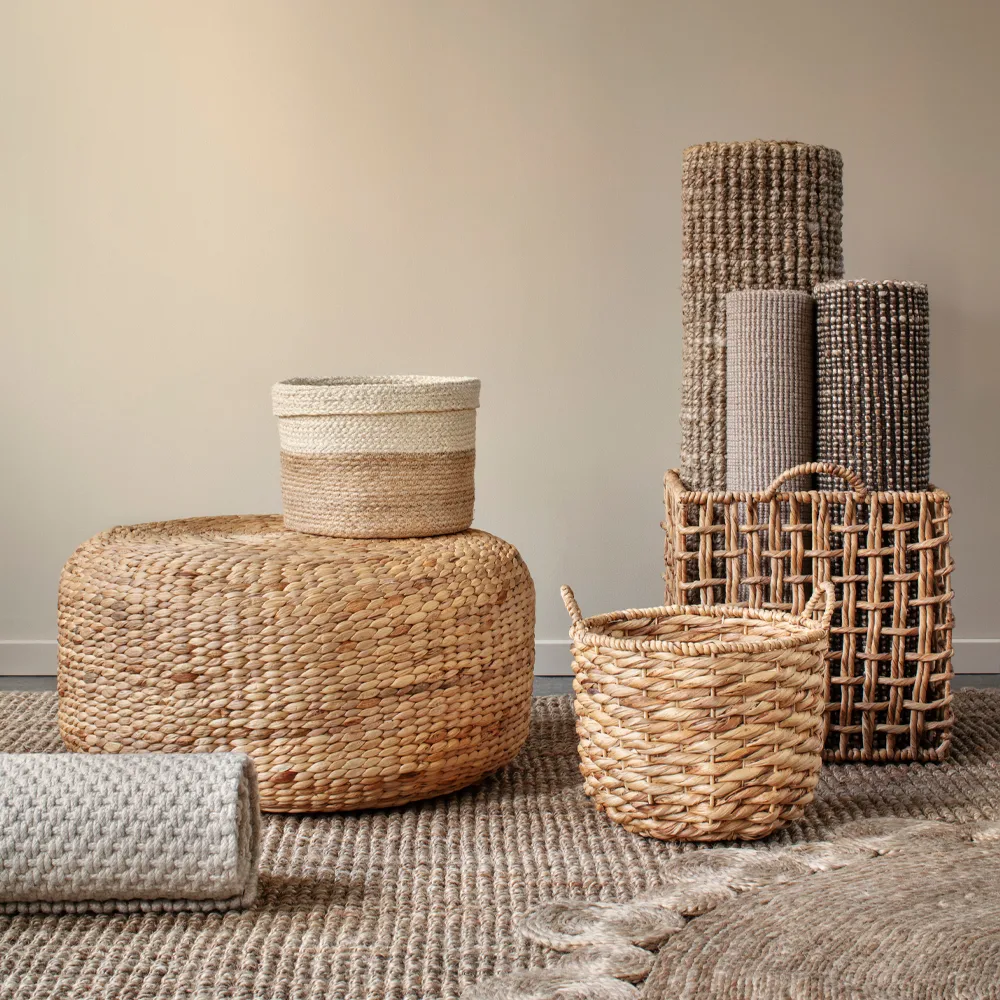 Asiento puf Lily Ø59 cm, Natural, jacinto de agua, redondo Dixie