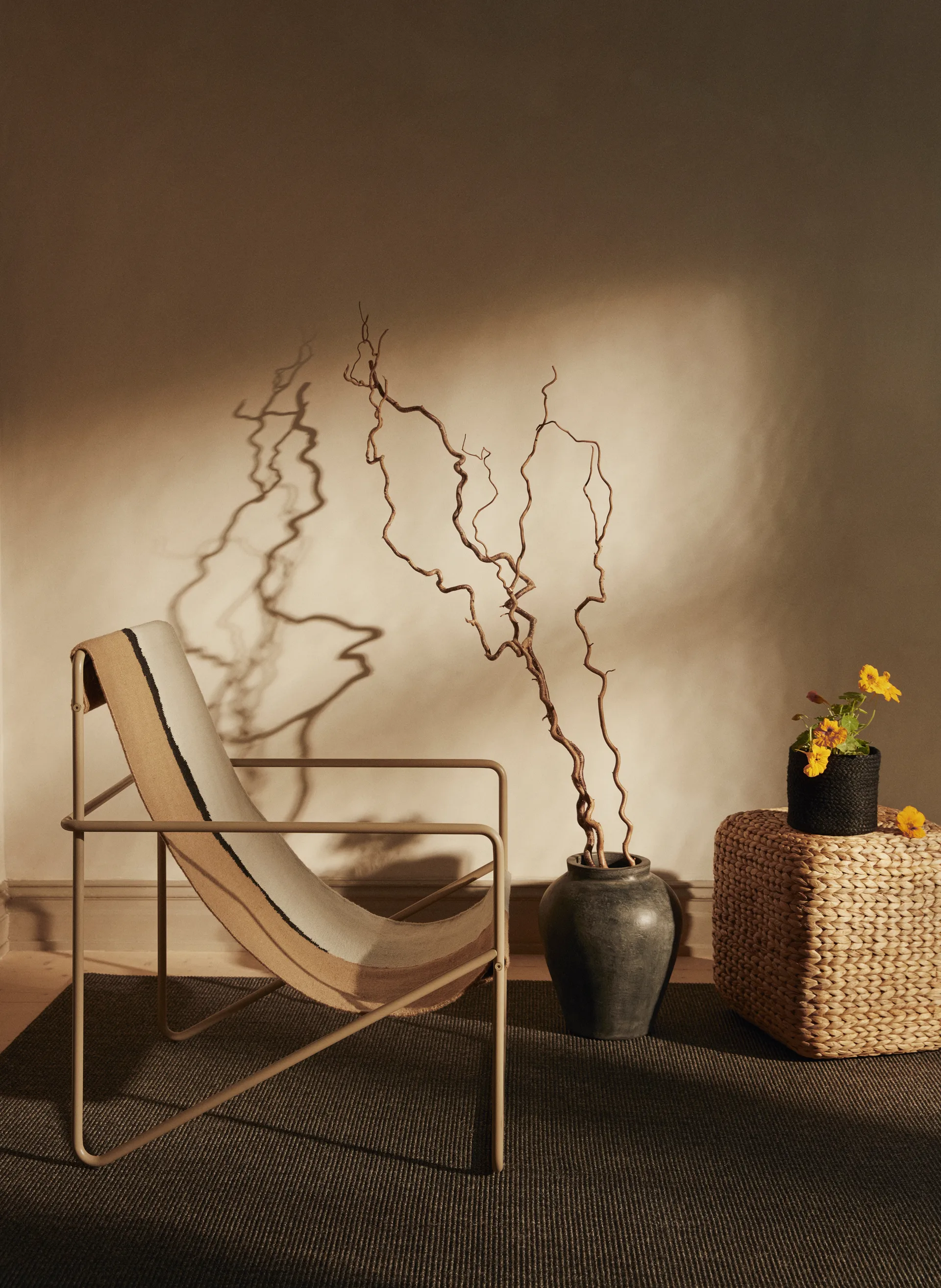 Asiento puf Lily, Natural, jacinto de agua, cuadrado Dixie