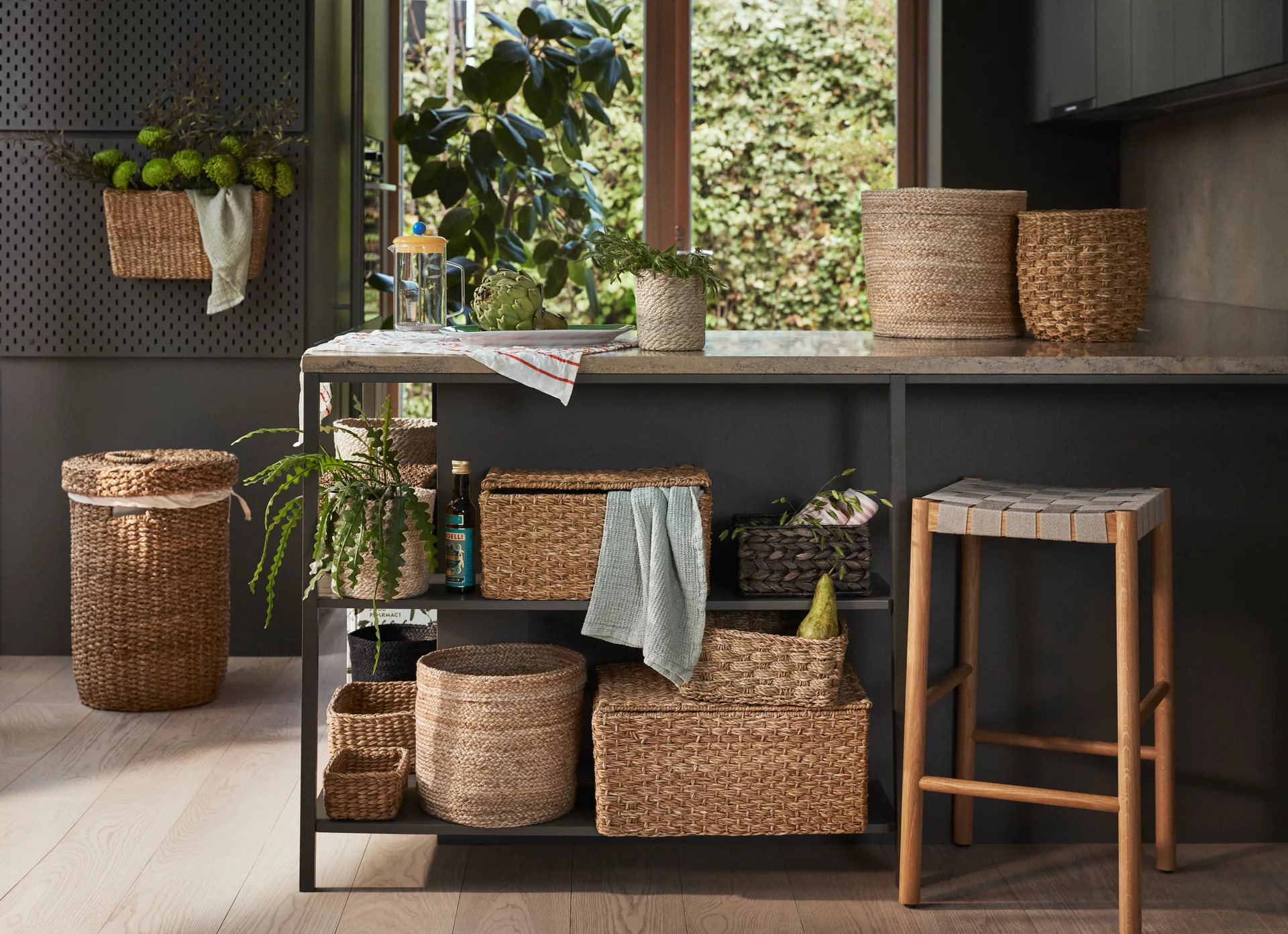 Cesta de almacenamiento colgante Esther 40x16x22 cm, Natural Dixie