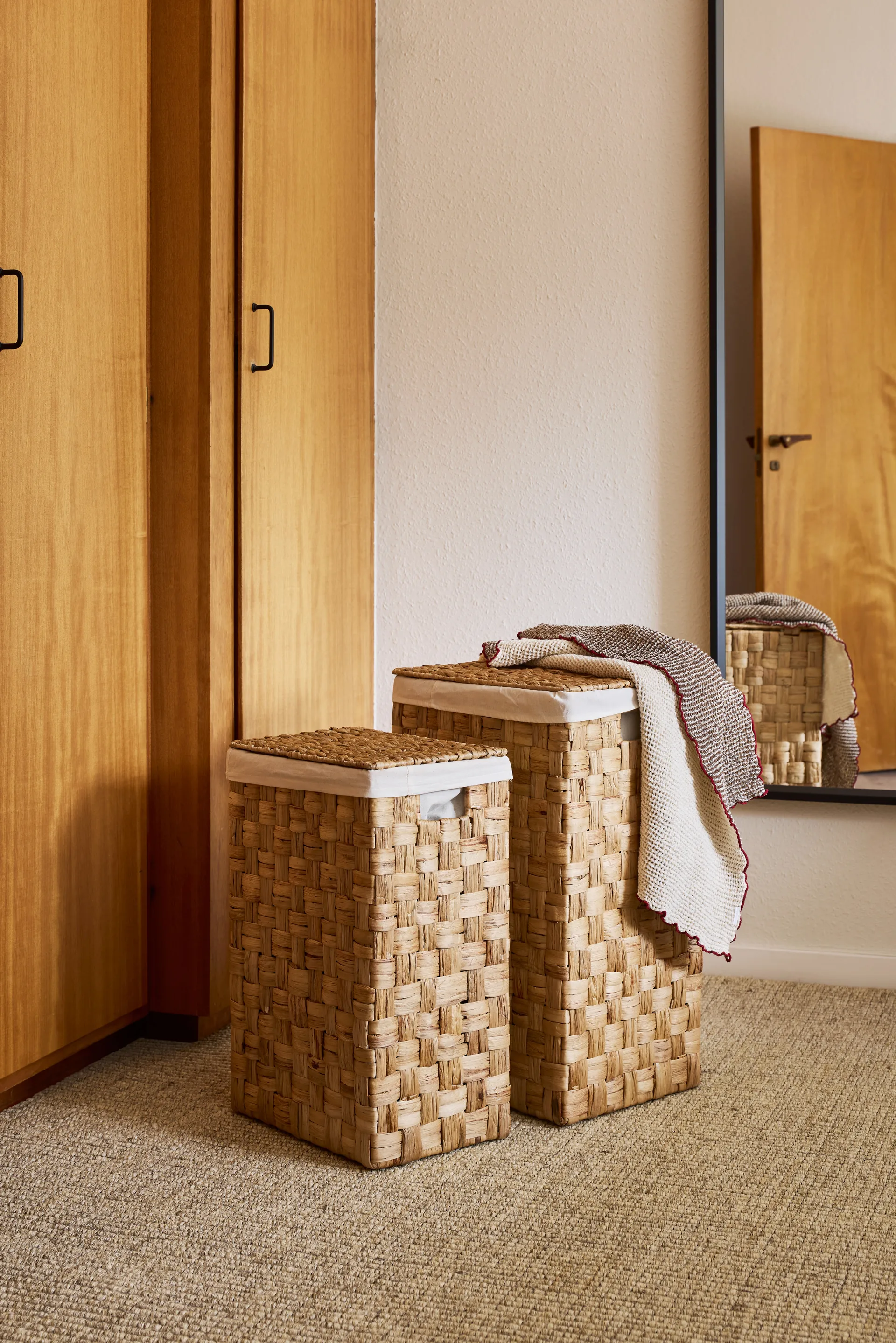 Cesta de ropa Lily rectangular, 2 piezas, Natural Dixie