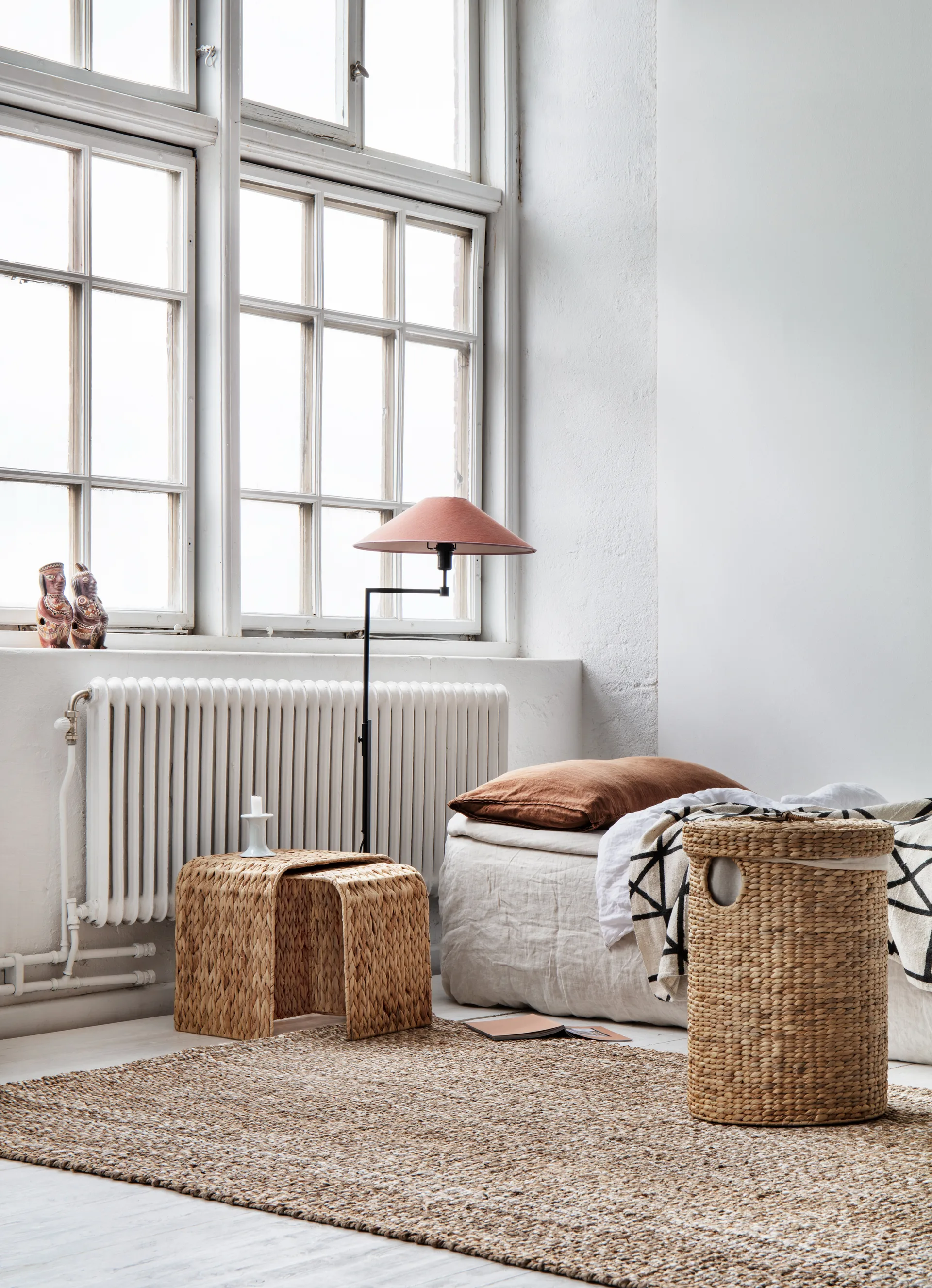 Cesta de ropa Lily redonda, 2 piezas, Natural Dixie