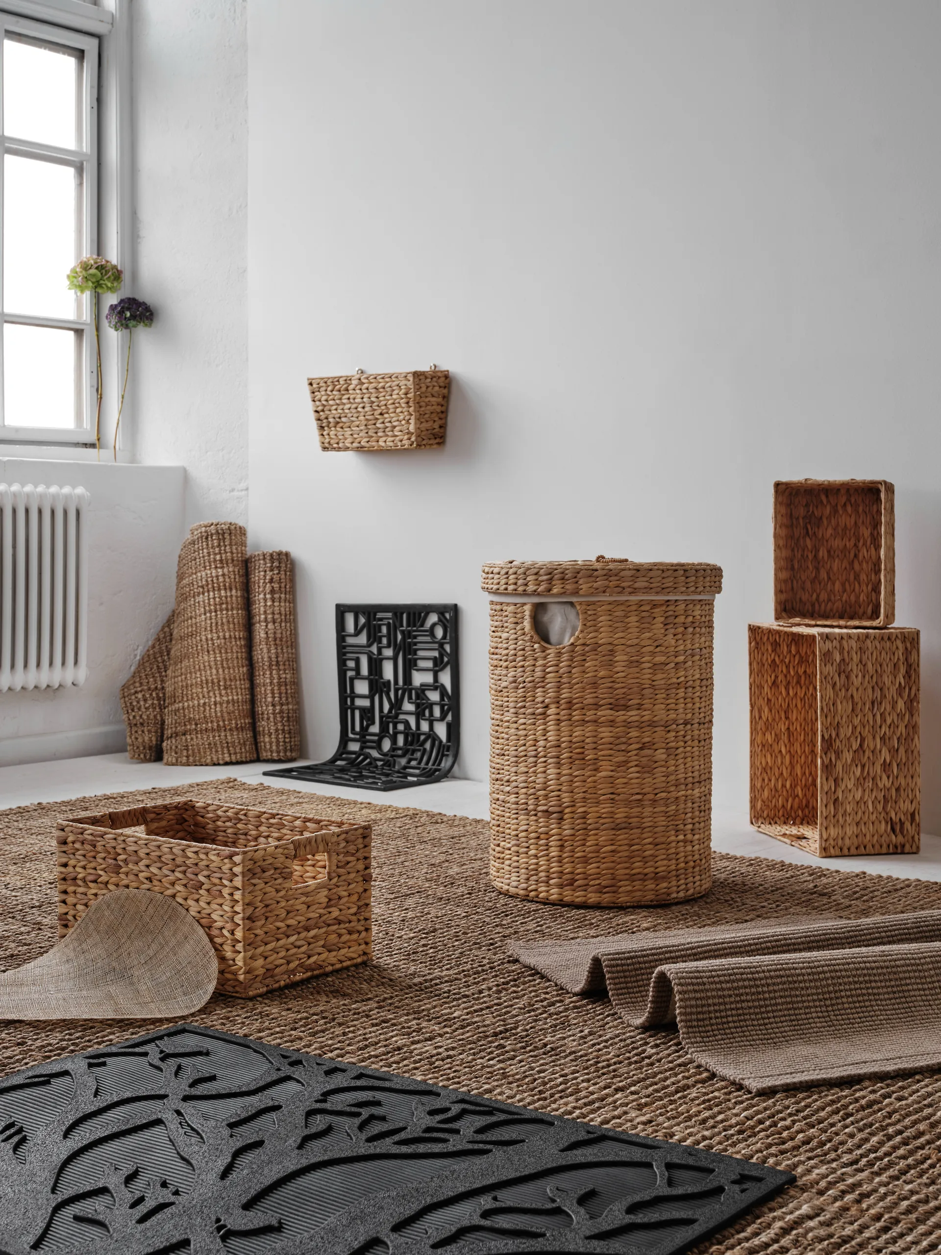 Cesta de ropa Lily redonda, 2 piezas, Natural Dixie