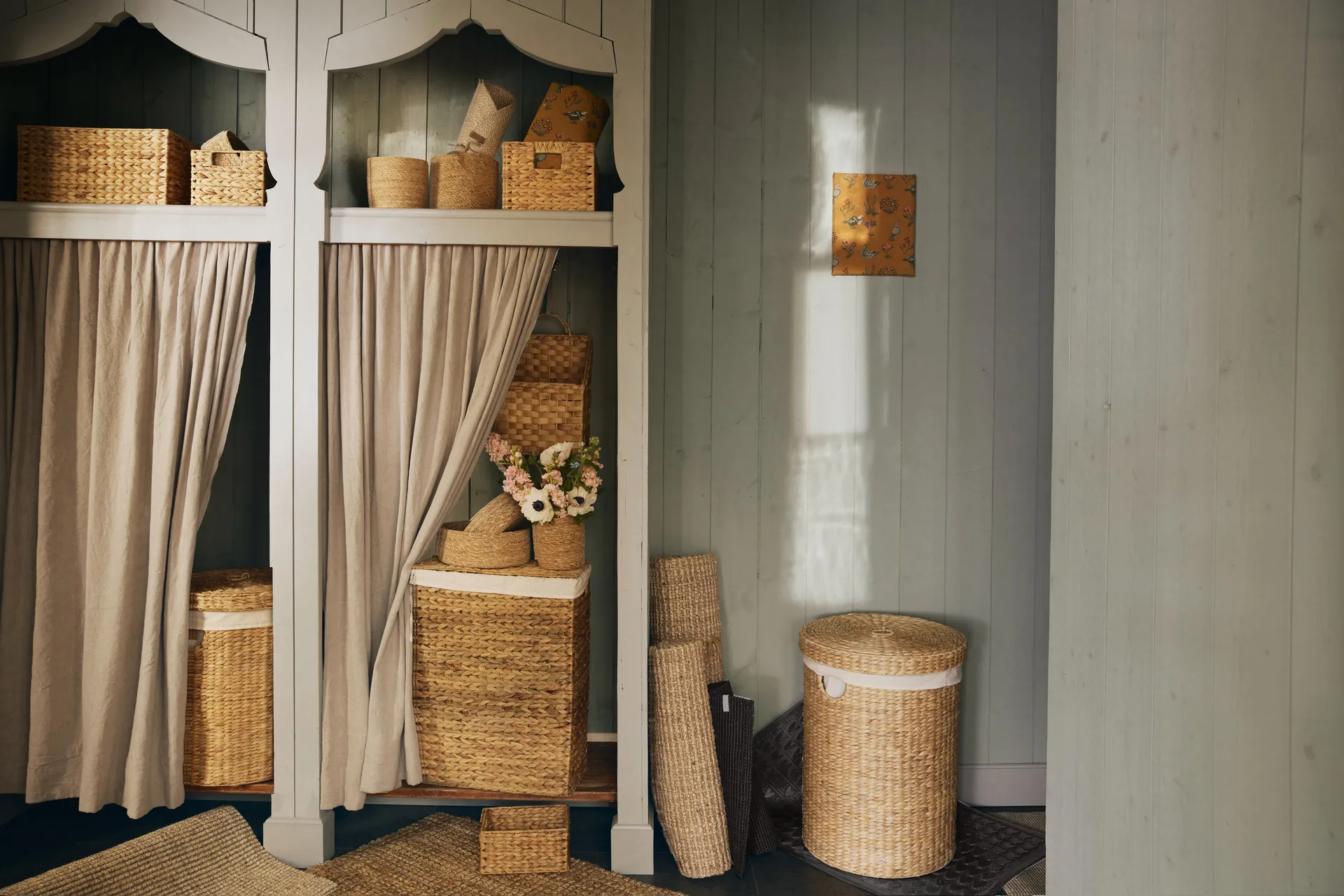 Cesta de ropa Lily redonda, 2 piezas, Natural Dixie