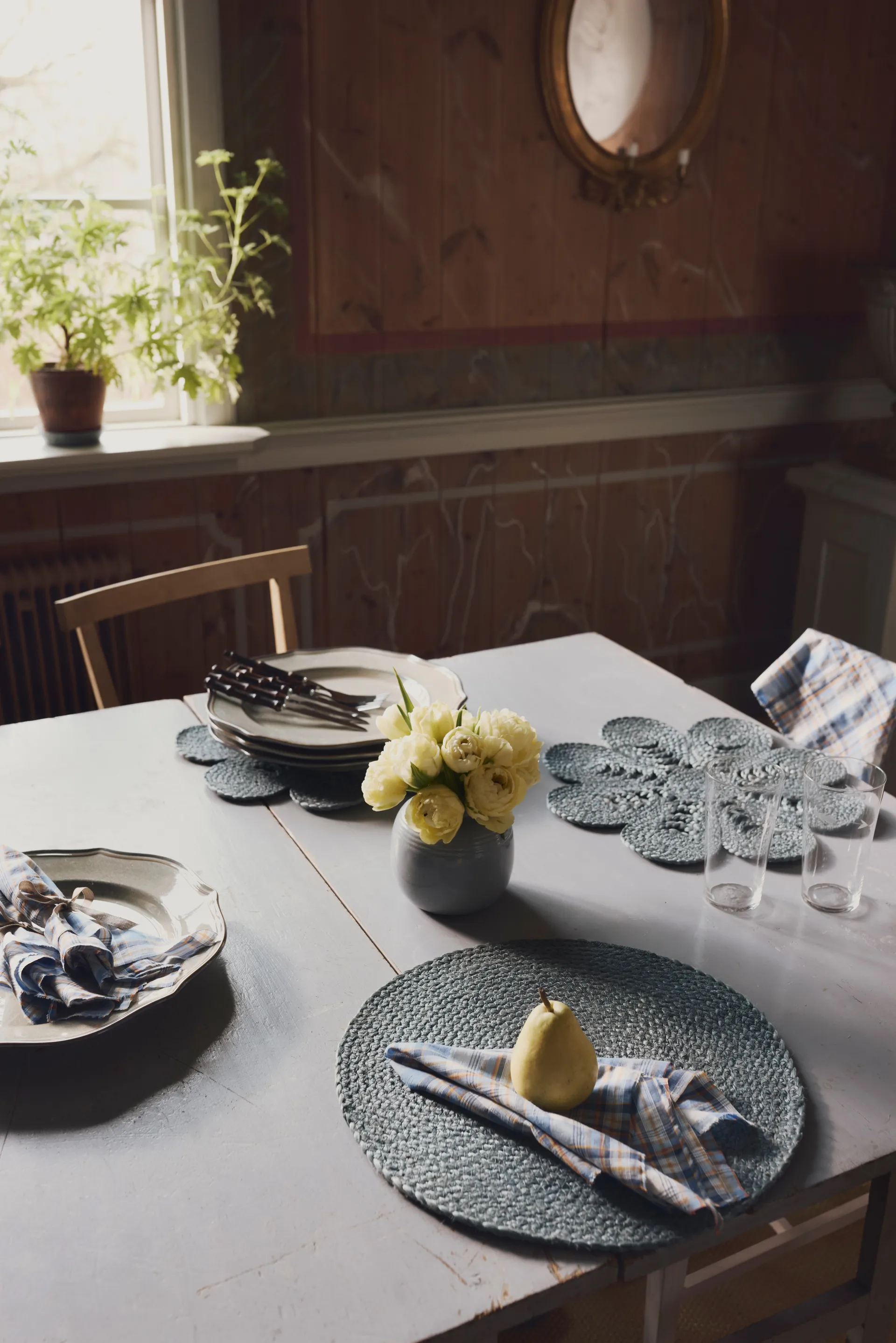 Mantel individual Elin ovalado, Horizon blue Dixie