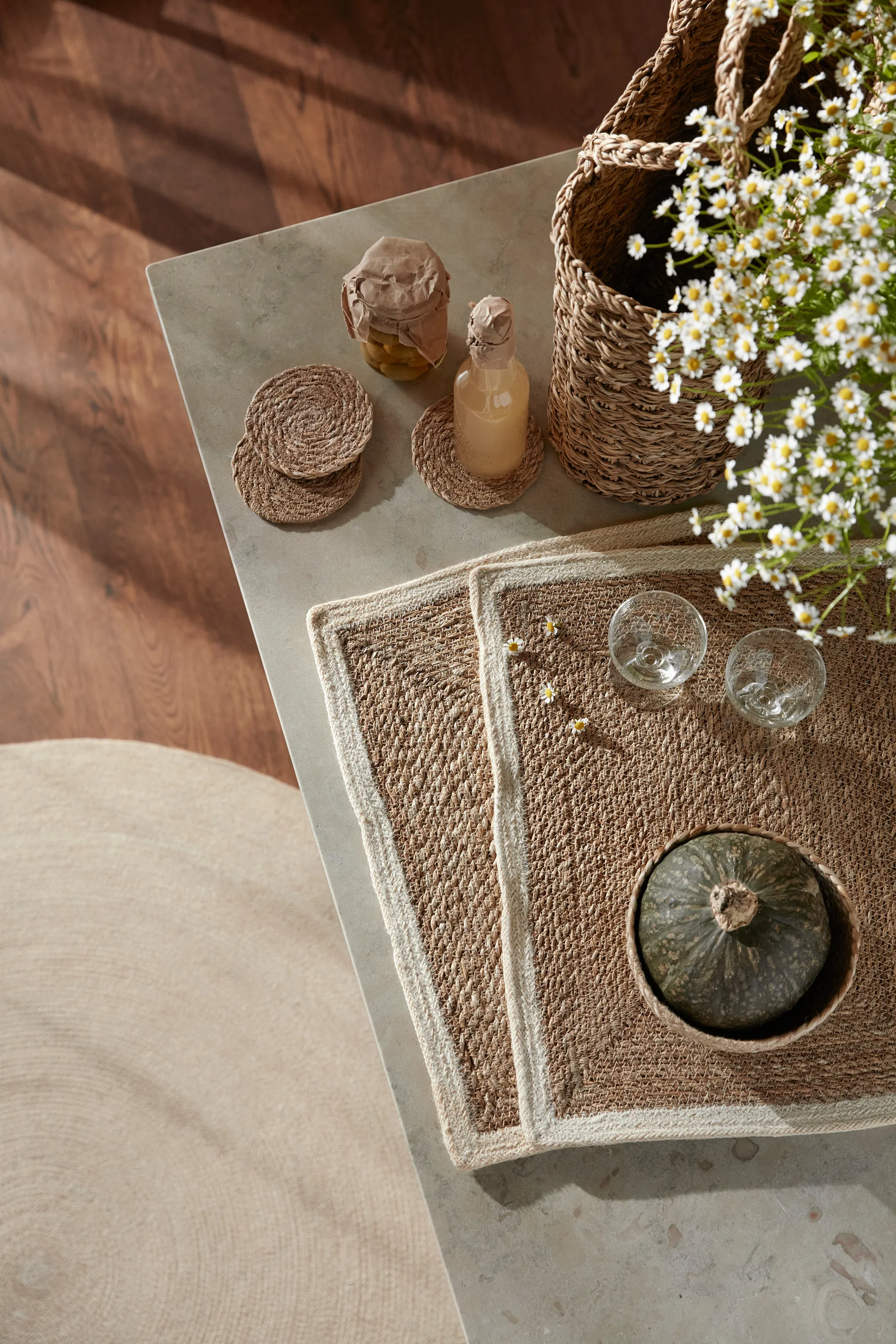 Mantel individual Emil, natural-blanco Dixie