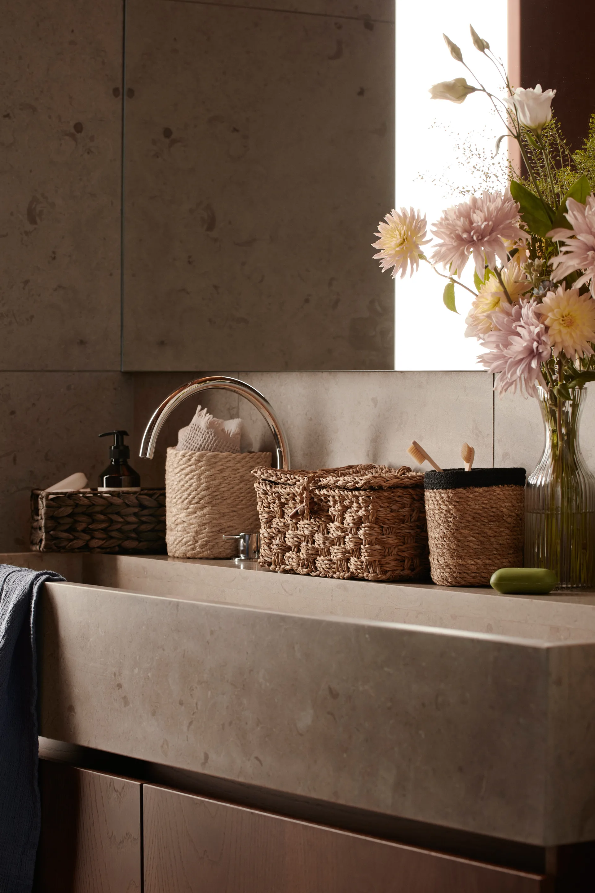 Set de 2 cestas Esther, natural Dixie