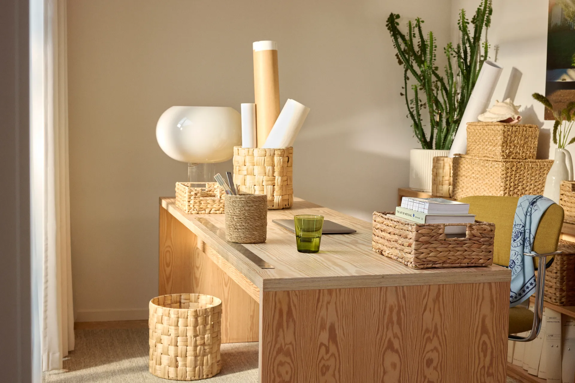 Set de 3 cestas de almacenamiento Lily cylinder panama, Natural Dixie