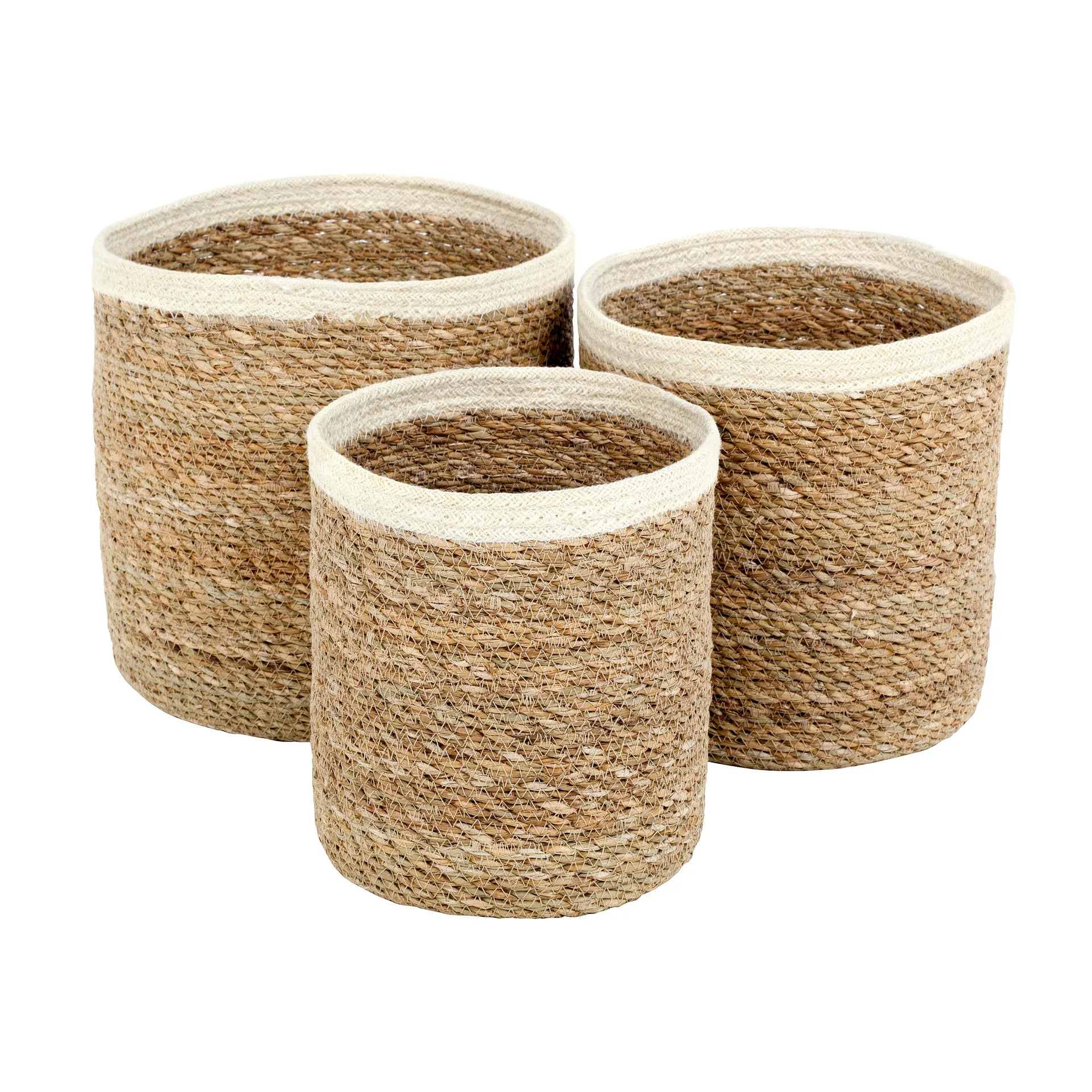 Set de 3 cestas Emil small, natural-blanco Dixie