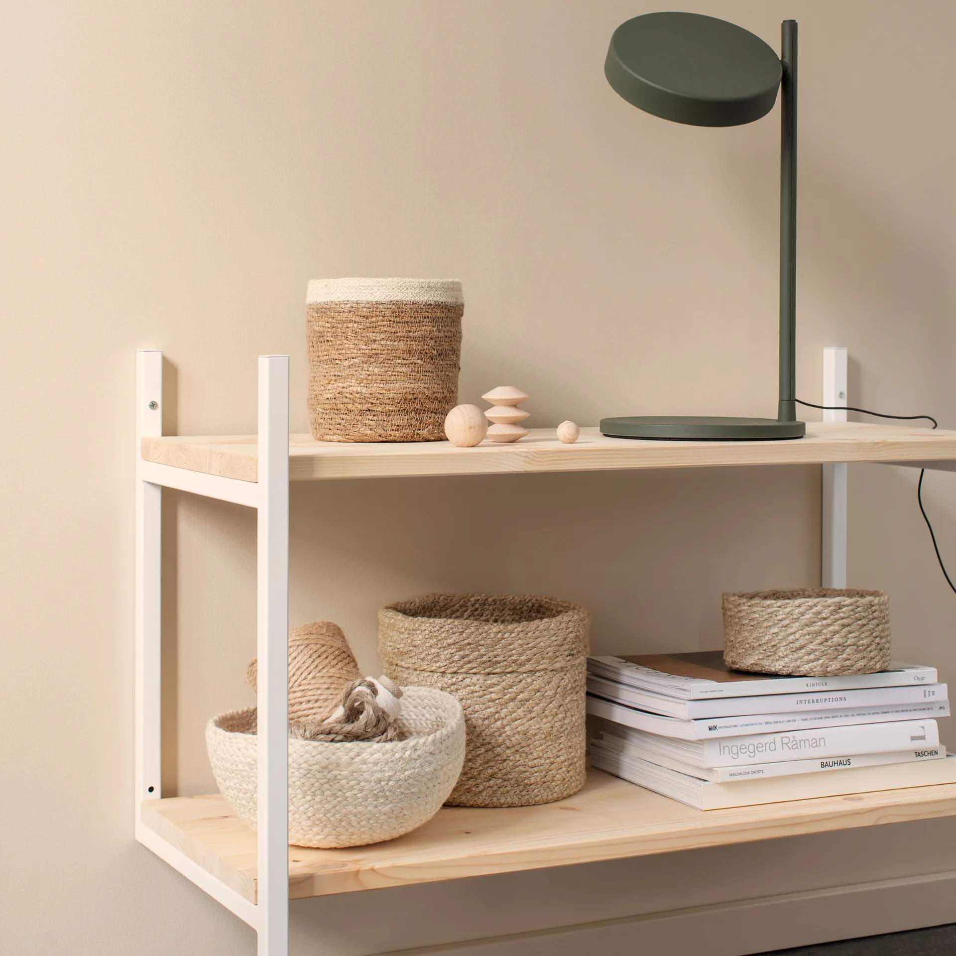 Set de 3 cestas Emil small, natural-blanco Dixie