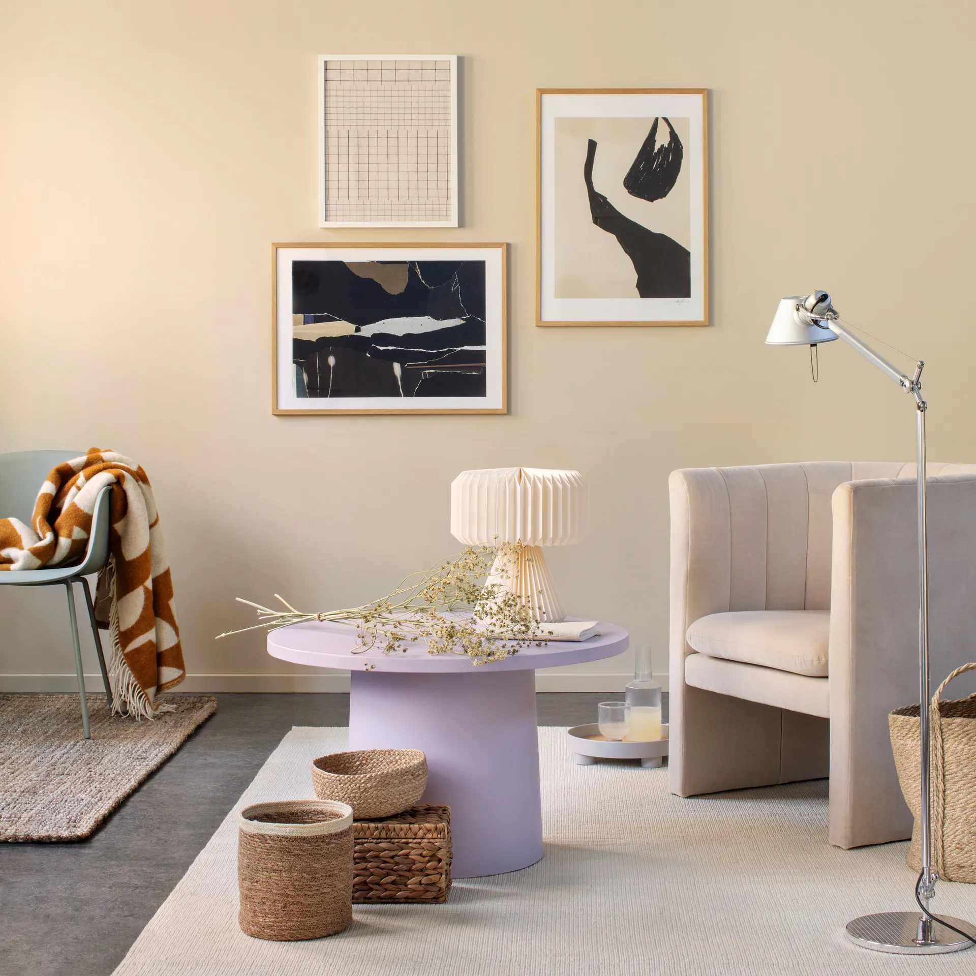 Set de 3 cestas Emil small, natural-blanco Dixie