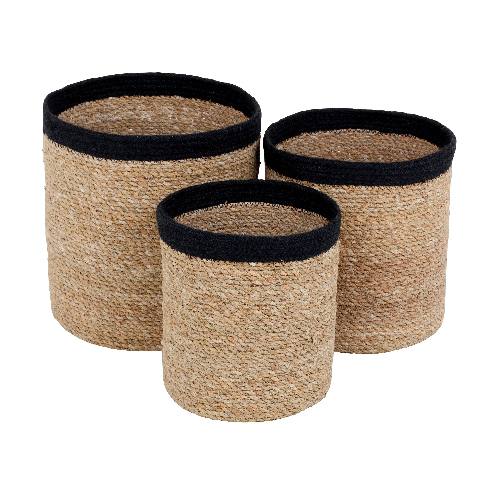 Set de 3 cestas Emil small, natural-negro Dixie