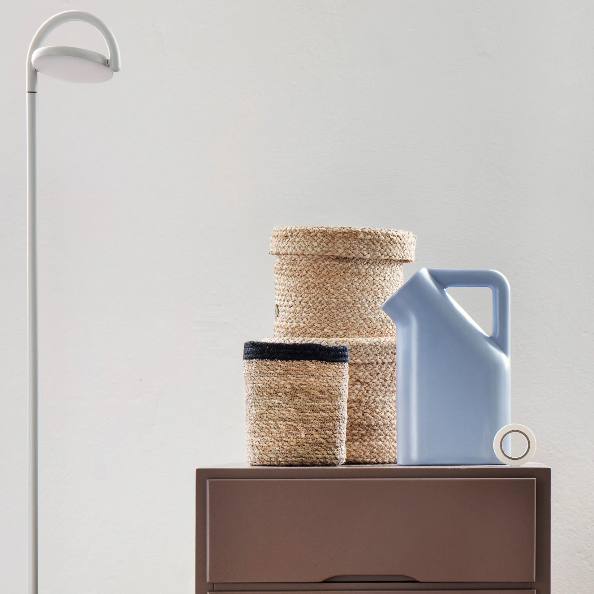 Set de 3 cestas Emil small, natural-negro Dixie