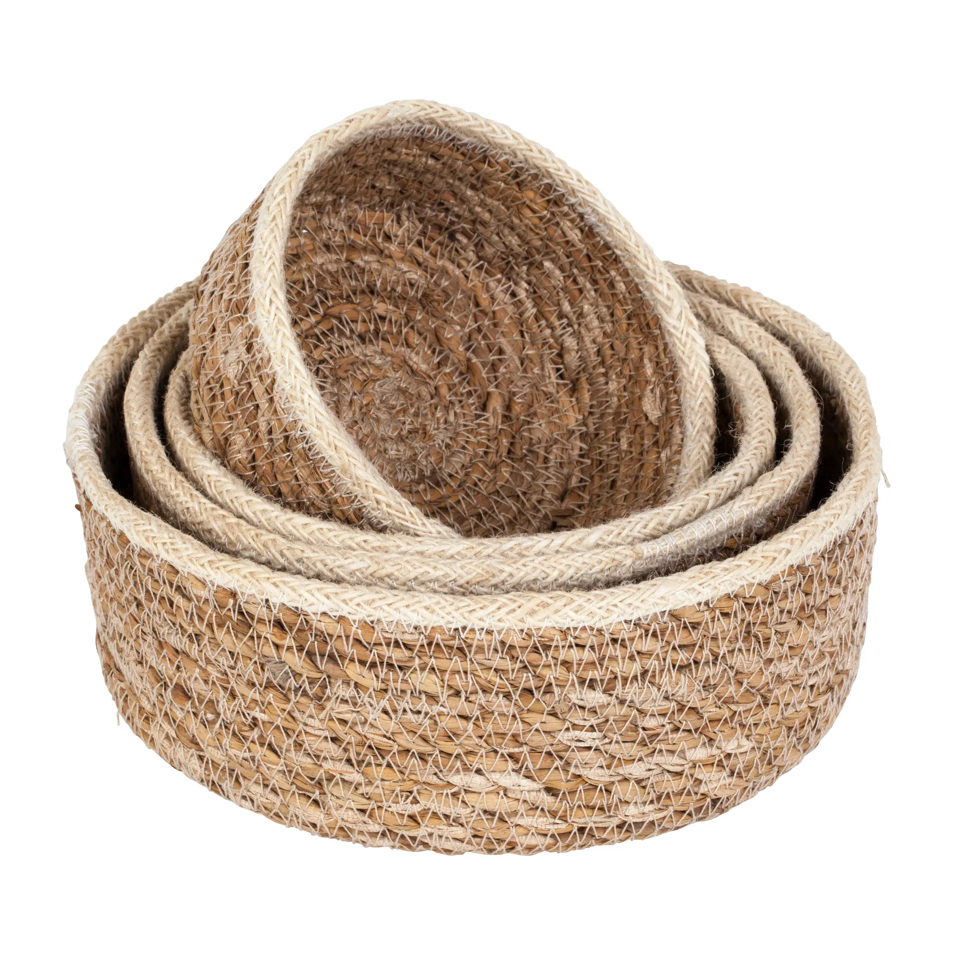 Set de 4 cestas Emil algas marinas small, Natural-blanco Dixie