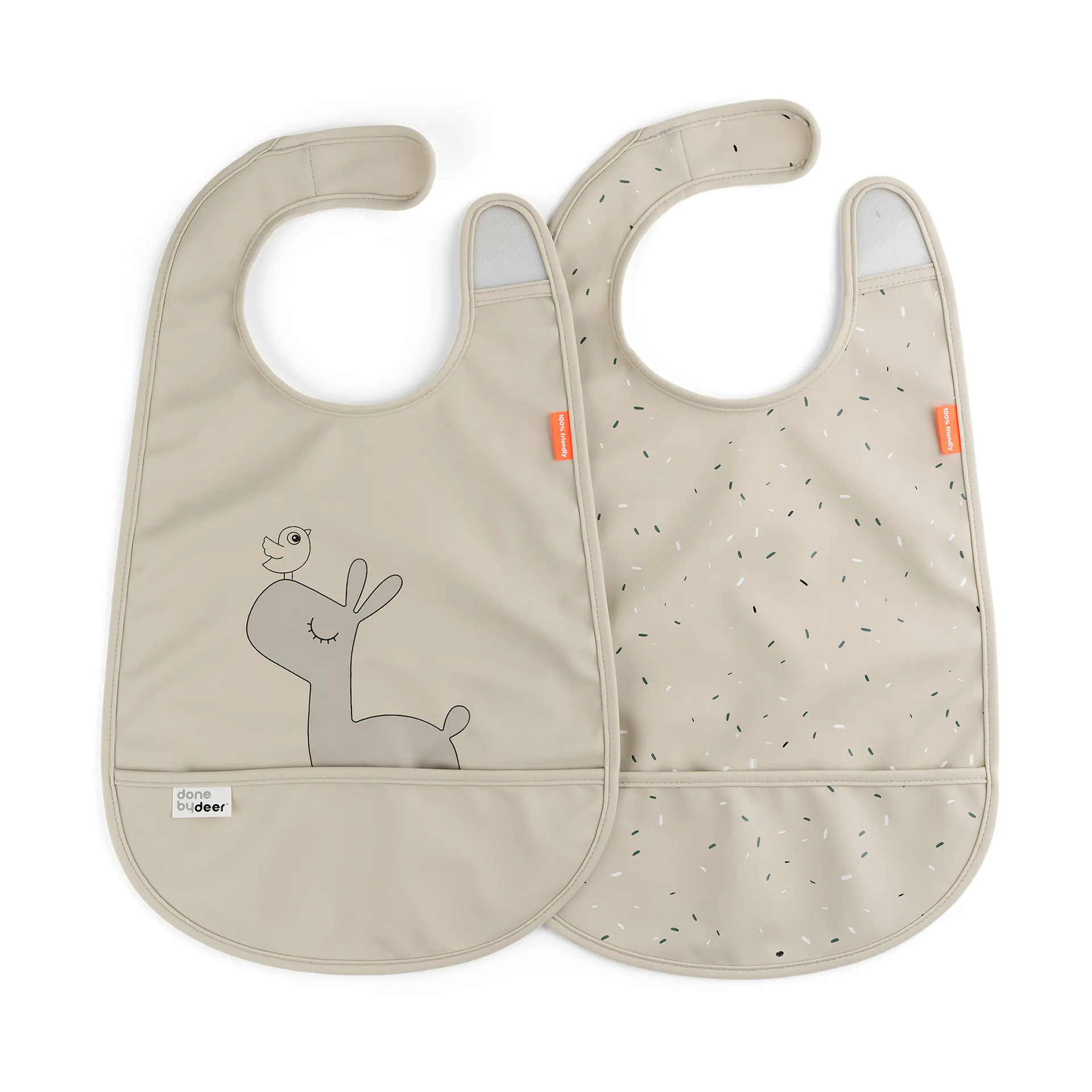 Baberos con velcro Lalee 2-pack, Sand Done by deer