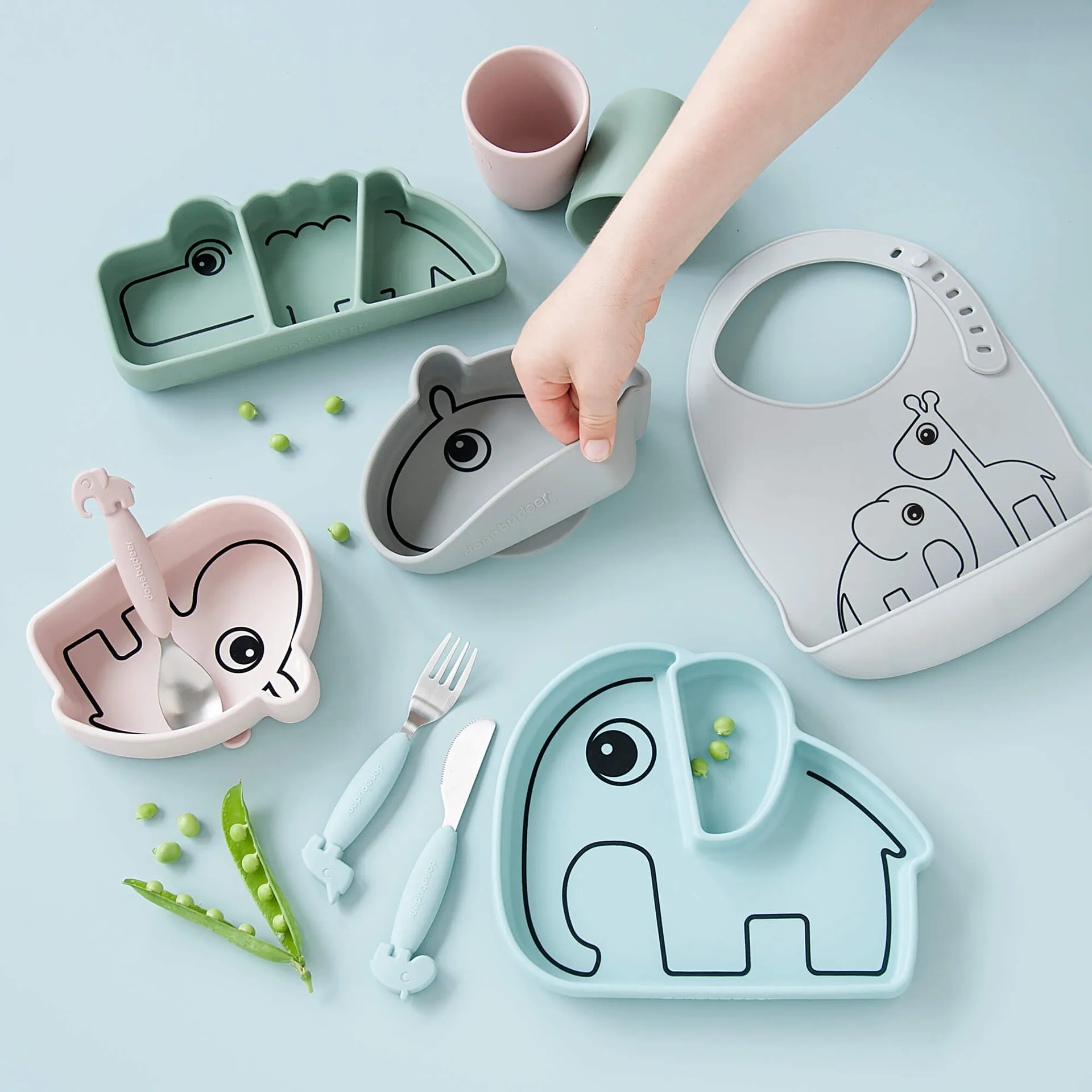 Plato infantil Croco Stick&Stay 9x21 cm, Green Done by deer