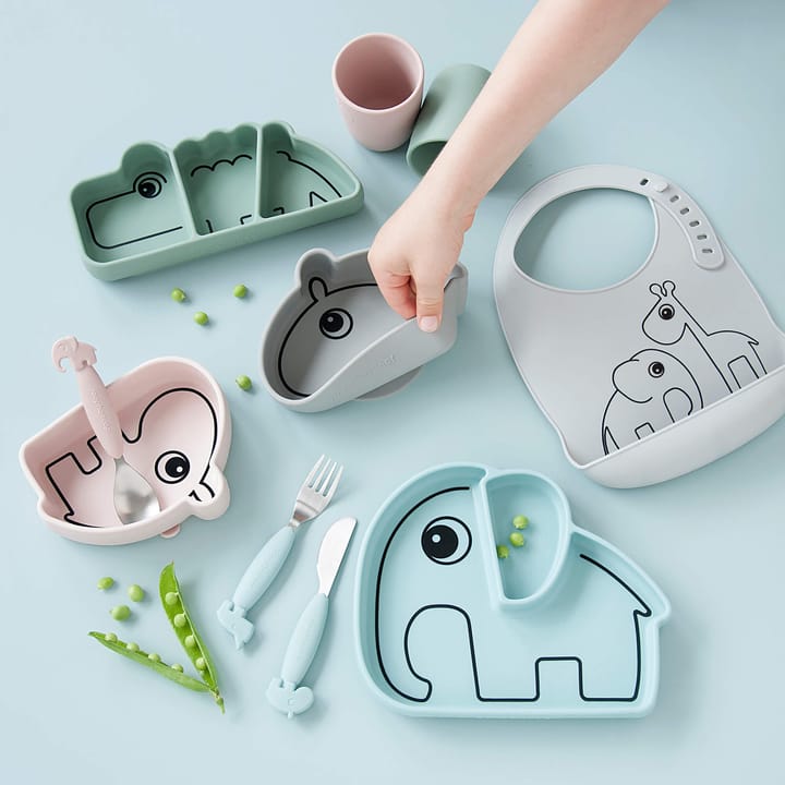 Plato infantil Elphee Stick&Stay 17x20 cm, Blue Done by deer