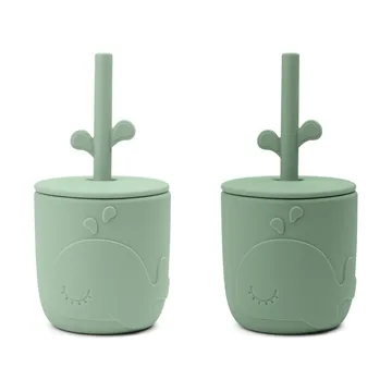 Tazas Wally con pajitas peekaboo, 2-pack - Green - Done by deer