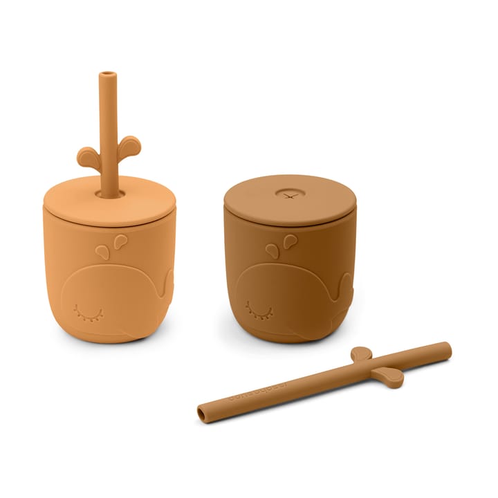 Tazas Wally con pajitas peekaboo, 2-pack, Mustard Done by deer