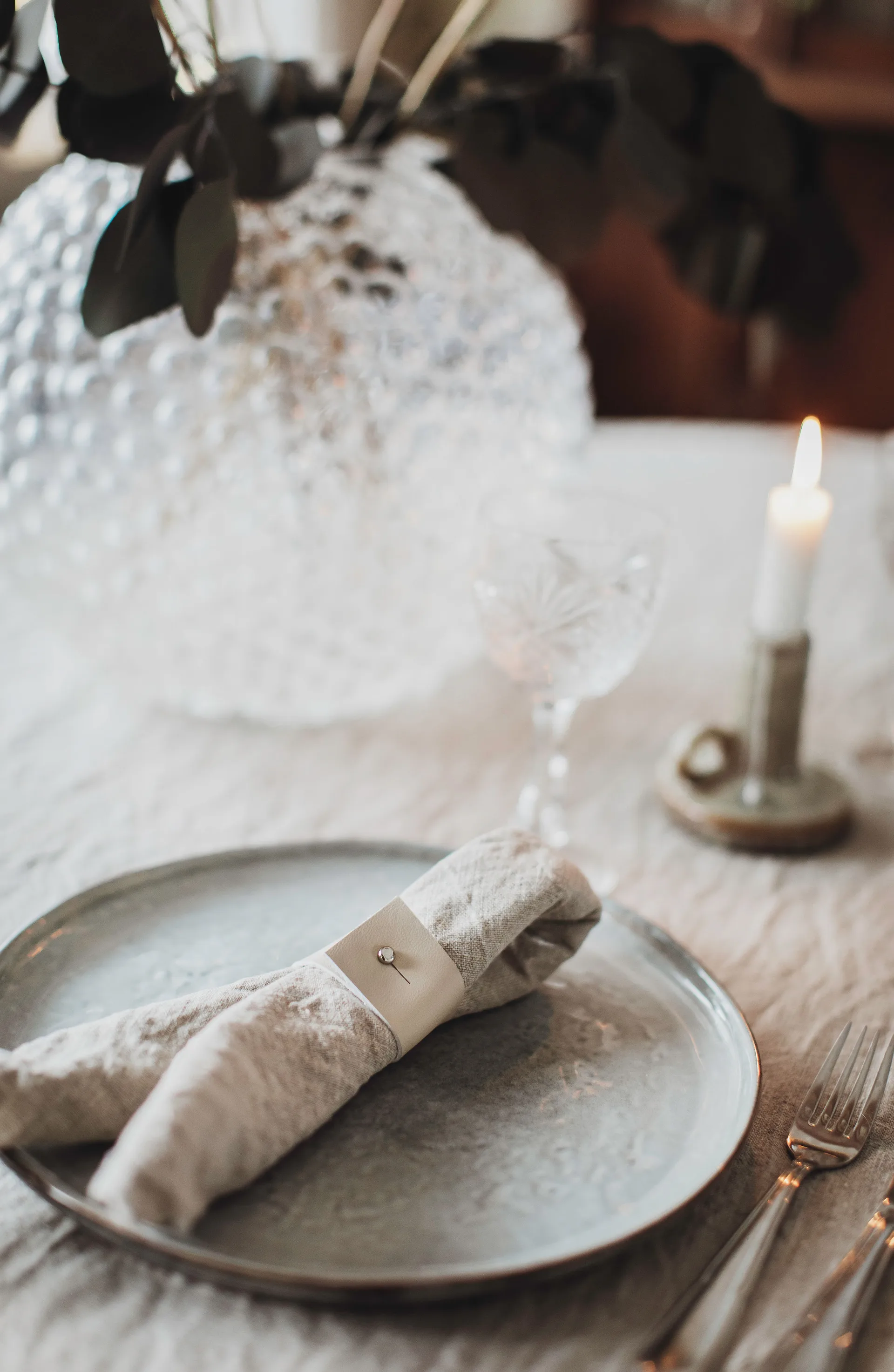 4 vasos Anillo servilletero Selah Ø9 cm, Beige Dorre