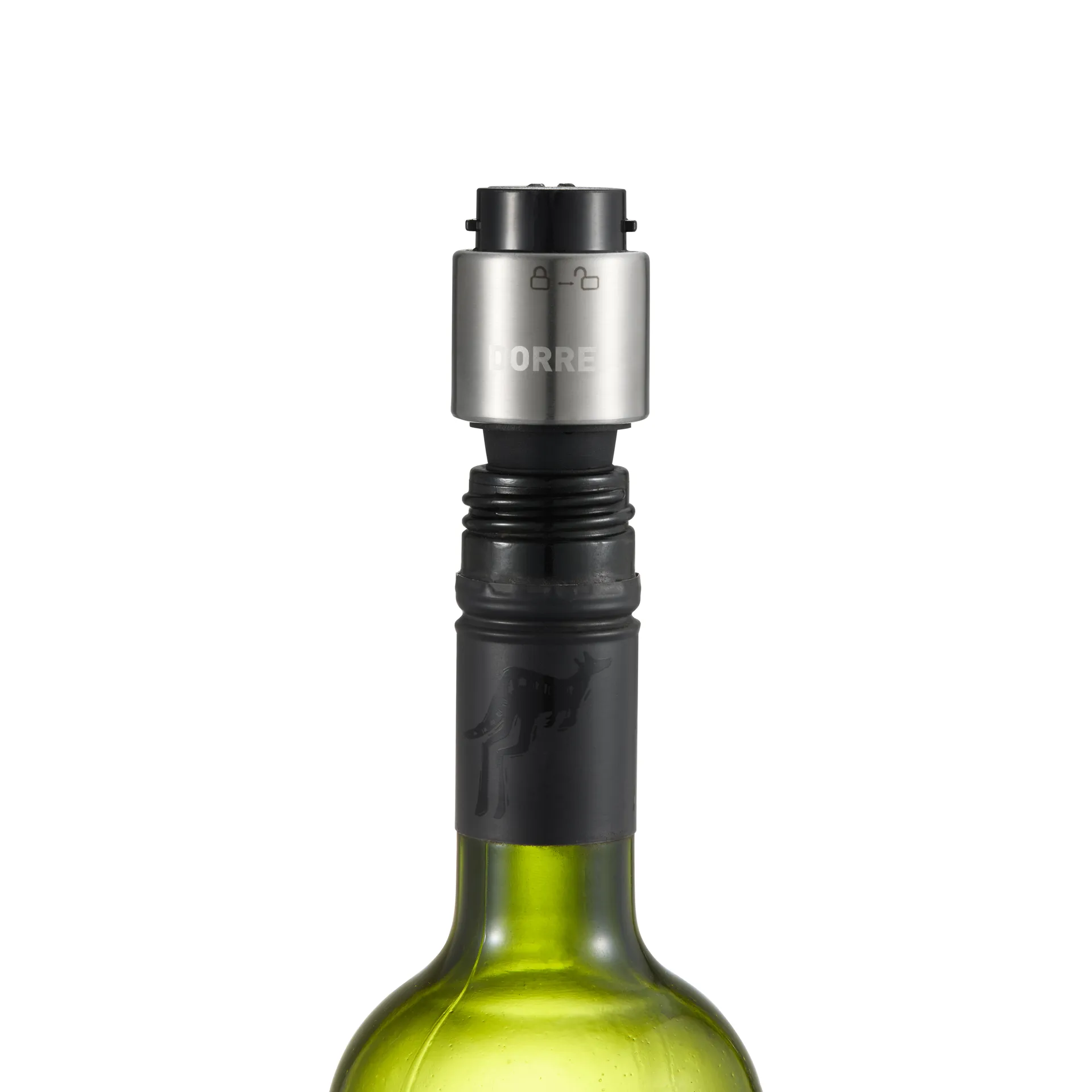 Aireador y tapón de vino Verne, Negro Dorre