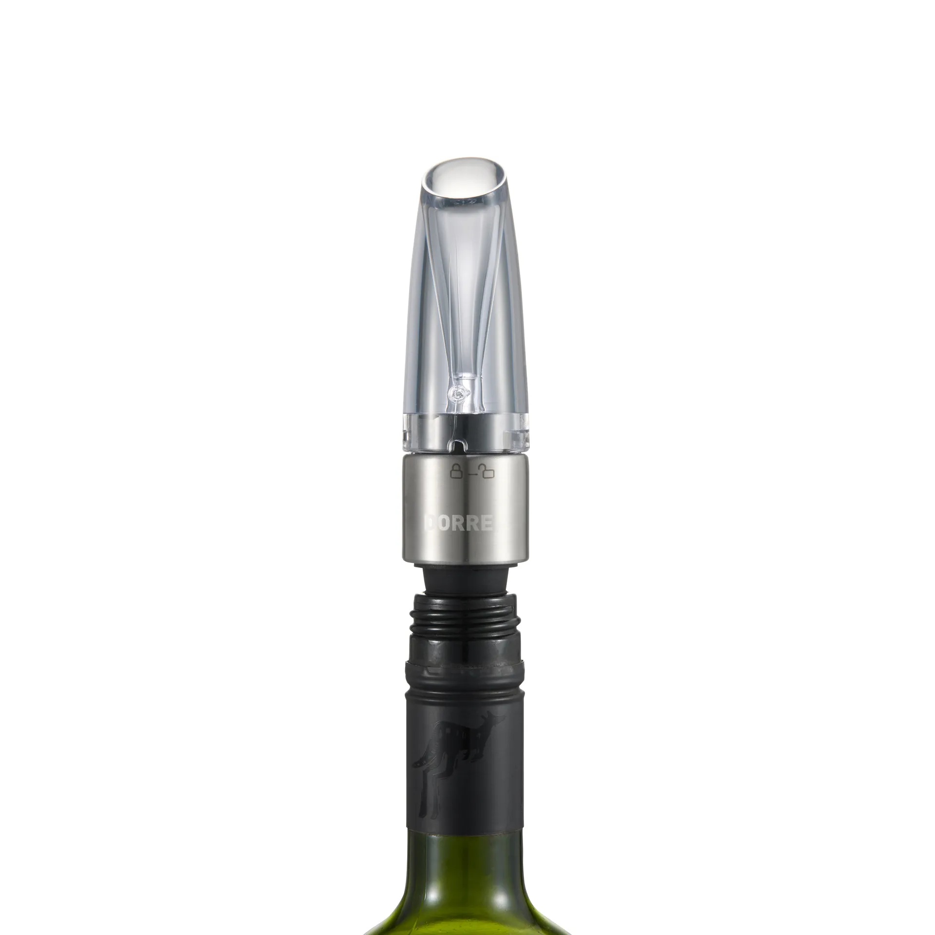 Aireador y tapón de vino Verne, Negro Dorre