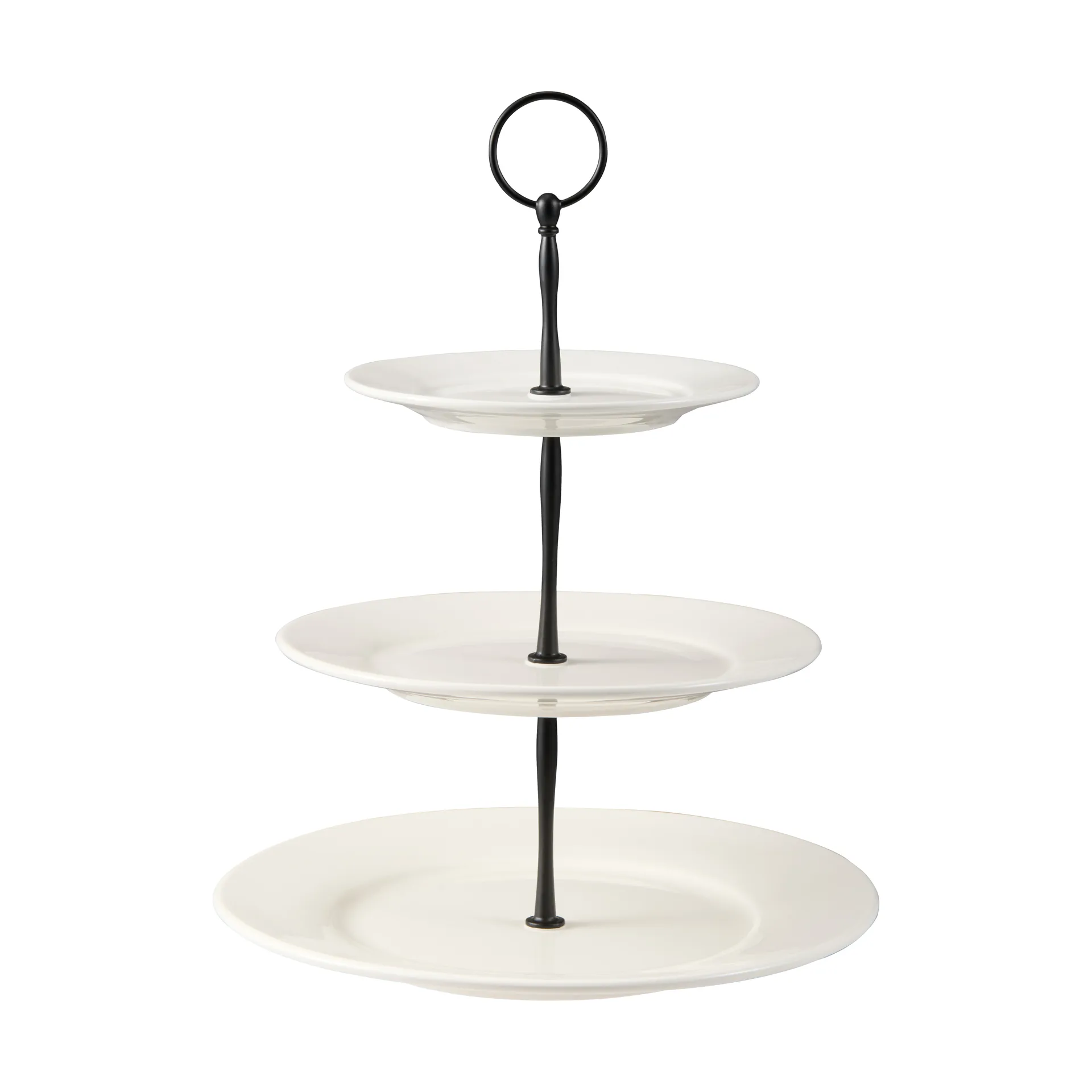 Bandeja de pasteles Kafi de 2 niveles de porcelana, Blanco Dorre