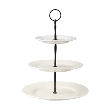 Bandeja de pasteles Kafi de 2 niveles de porcelana - Blanco - Dorre