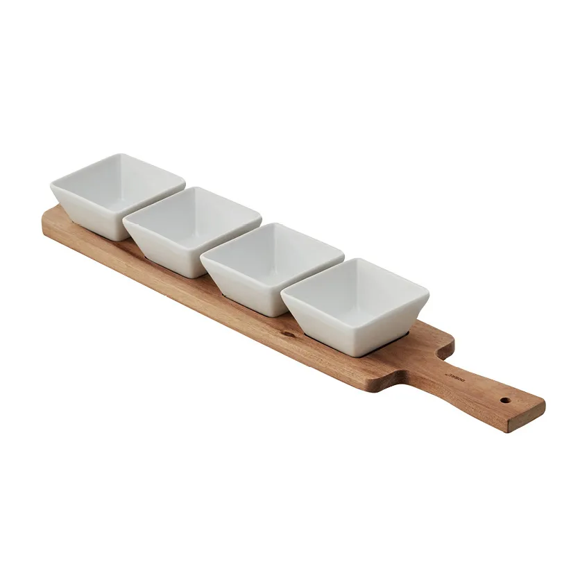 Bandejas de servicio con cuencos Serena 5 piezas, Acacia Dorre