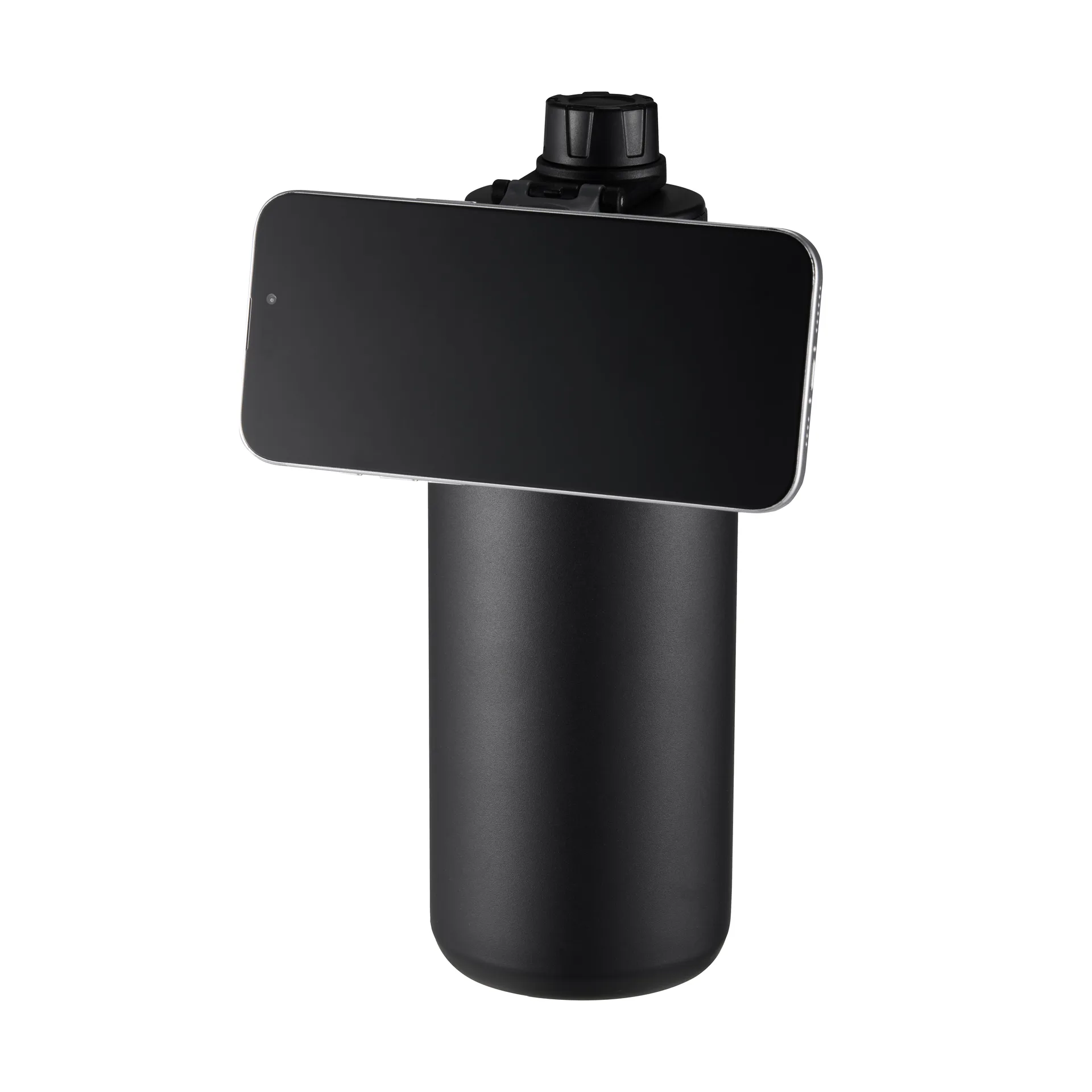 Botella de agua Flory de doble pared con imán 0,9 L, Negro-púrpura Dorre