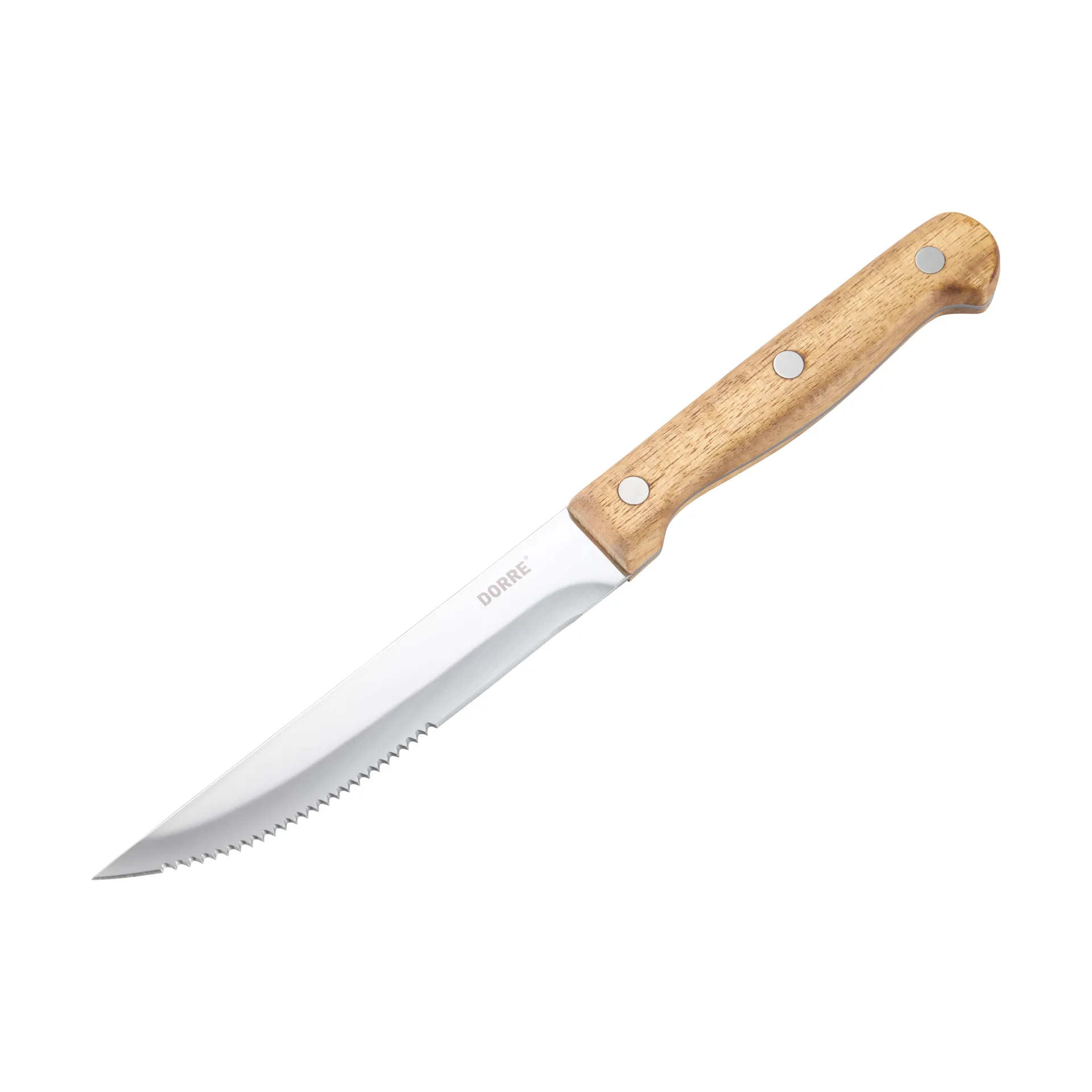 Cuchillo de carne BBQ, Acero inoxidable, 6-pack, caja de madera de acacia, 22,5 × 2 cm Dorre