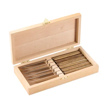 Cuchillo de carne BBQ - Acero inoxidable, 6-pack, caja de madera de acacia, 22,5 × 2 cm - Dorre