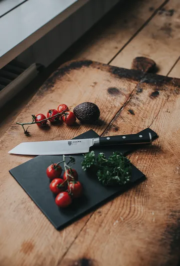 Cuchillo kiritsuke Asama  - Acero inoxidable, negro, 33 cm - Dorre