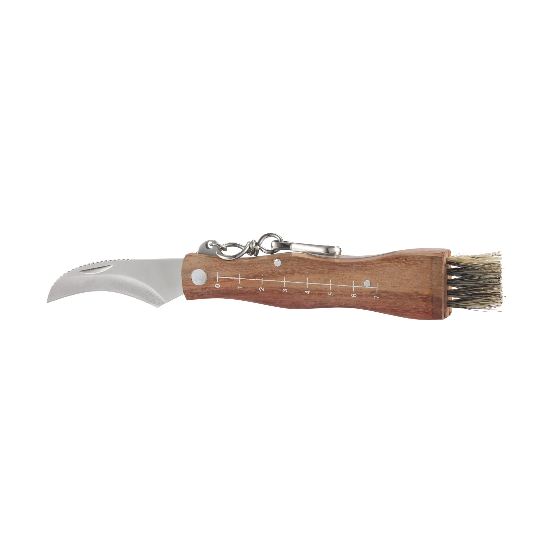 Cuchillo para setas Stuti con mango de madera marrón y cepillo 13×2 cm, Acero inoxidable Dorre