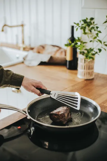 Espátula Saira 33×8,5×1,8 cm - Acero inoxidable con mango de silicona gris - Dorre