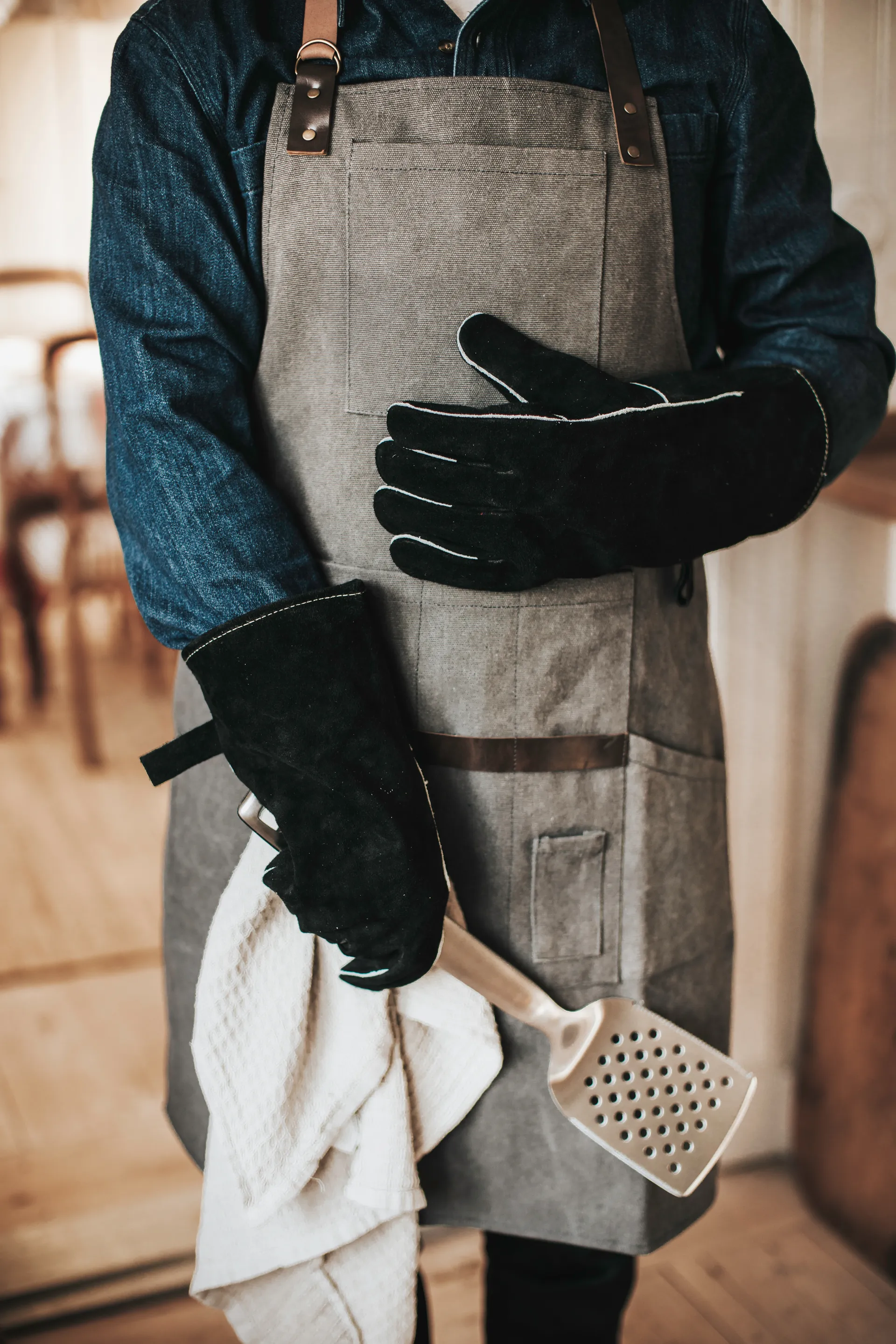 Guantes para barbacoa BBQ, Negro Dorre