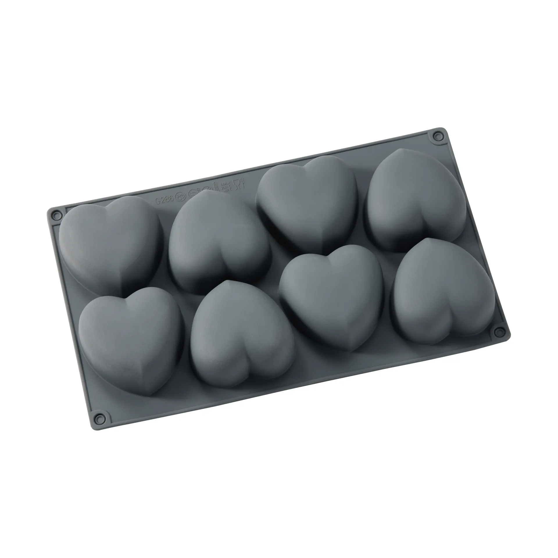 Molde para hornear Beck, Gris, corazón, silicona, 8 piezas Dorre