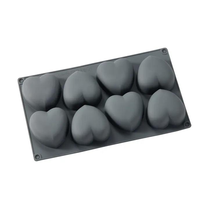 Molde para hornear Beck - Gris, corazón, silicona, 8 piezas - Dorre
