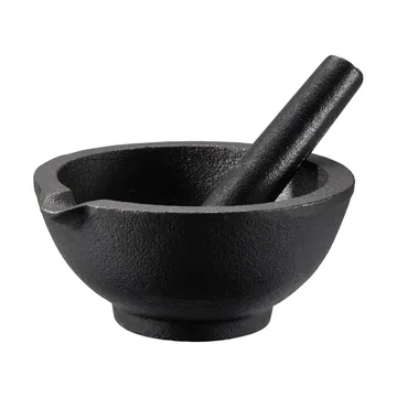 Mortero de hierro fundido Gilly - Negro, 13 × 13 × 6,3 cm - Dorre