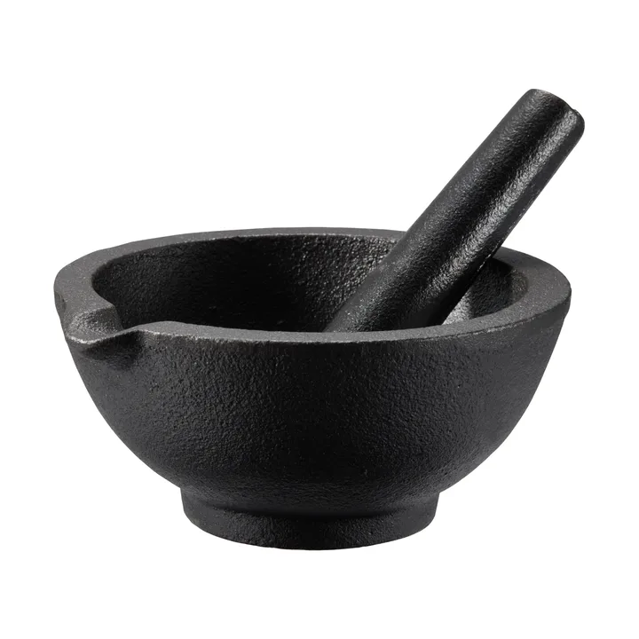 Mortero de hierro fundido Gilly - Negro, 13 × 13 × 6,3 cm - Dorre