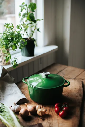 Olla de hierro fundido Gretl redonda con pomo de acero inoxidable 4 L - Verde - Dorre