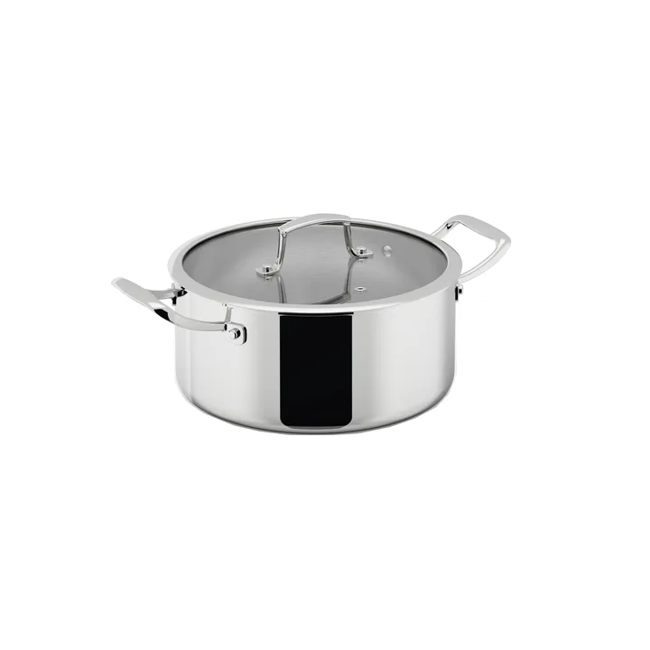 Olla Trivence - Acero inoxidable, tapa de vidrio, 5 L - Dorre