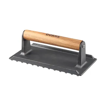 Prensa para grill/peso de cocina Griffin - Hierro fundido, mango de madera, 20×10 cm - Dorre