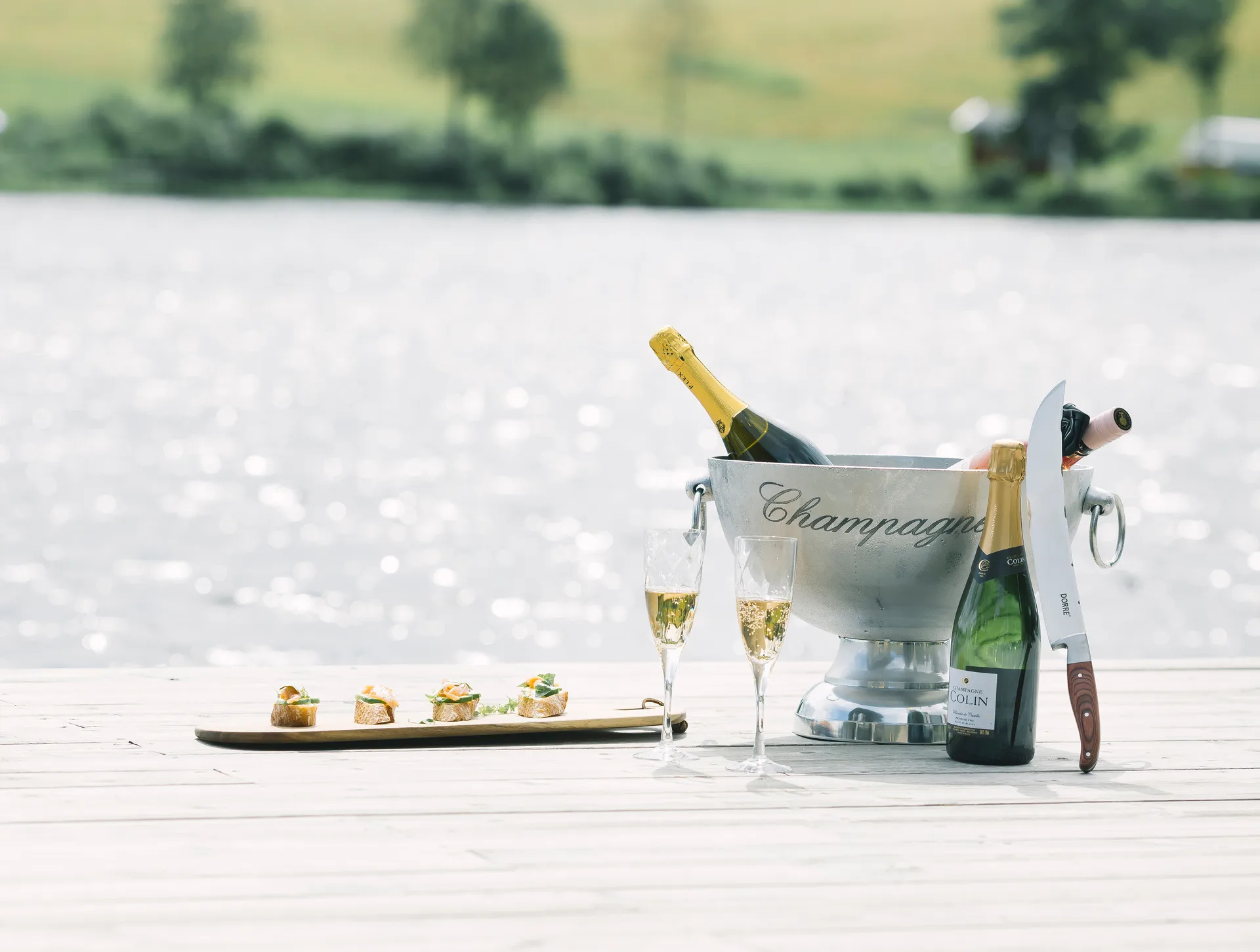 Sable de champán Salut 42 cm, acero inoxidable Dorre