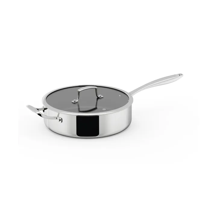 Sartén honda con revestimiento cerámico Trivence - Acero inoxidable, tapa de vidrio, Ø28 cm - Dorre
